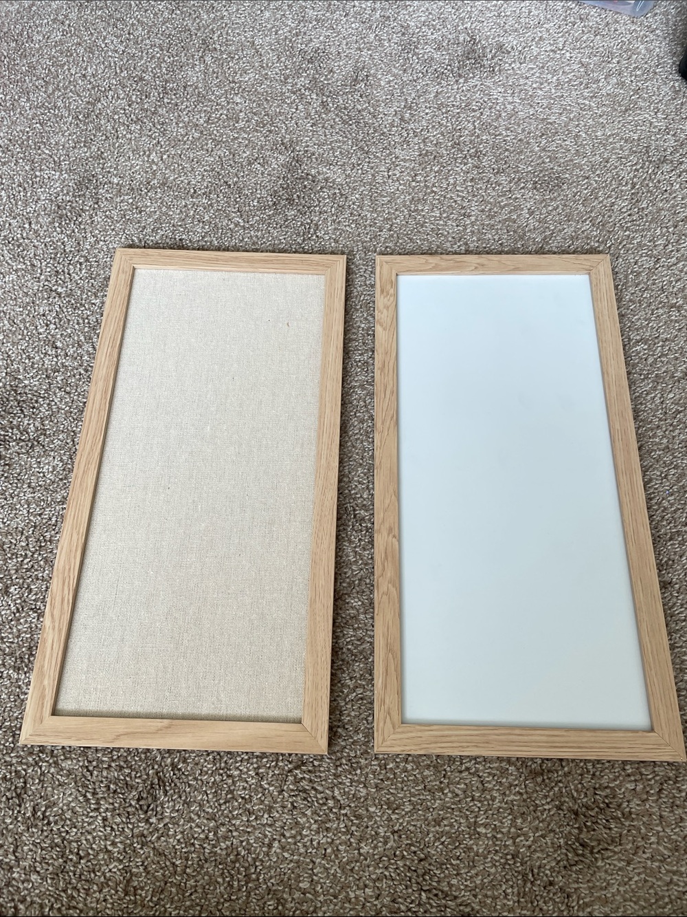 Natural Wood Frame Wall Panels - Set of 2 (Beige & White)